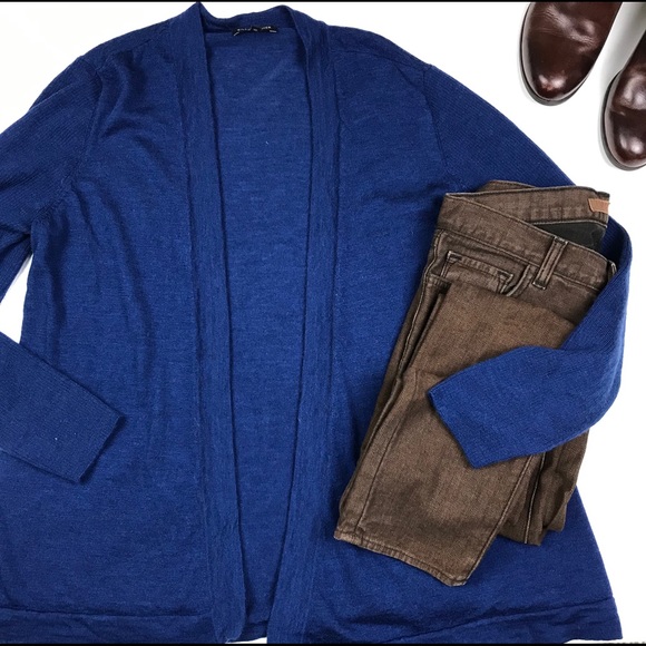 Eileen Fisher Sweaters - Eileen Fisher Blue Open Drape Wool Sweater Large